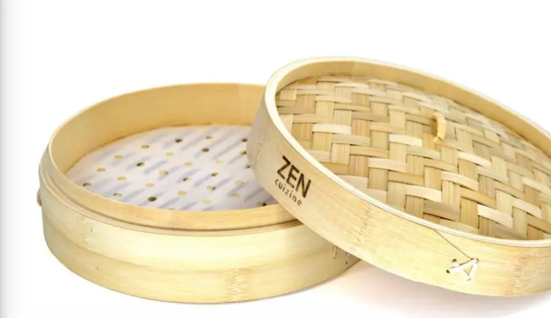 10-Inch Bamboo Steaming Basket With Lid 1