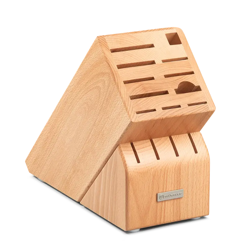 15-Slot Natural Beech Wood Knife Storage Block 1
