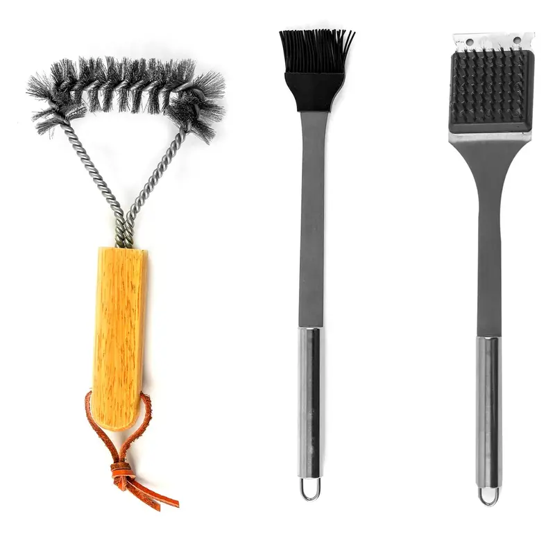 3-Piece Barbecue Cleaning Kit – Grill Scraper, Brush, And Scrubber Set 1