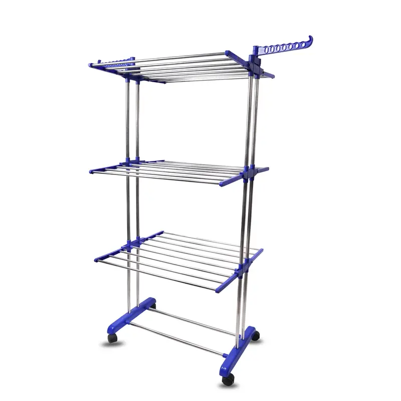 3-Tier Blue Stainless Steel Clothes Drying Stand 1