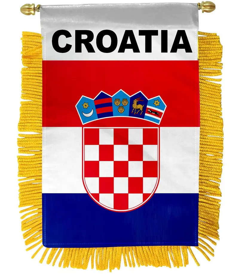 4X6 Inch Croatian Flag With Suction Cup And Decorative String 1