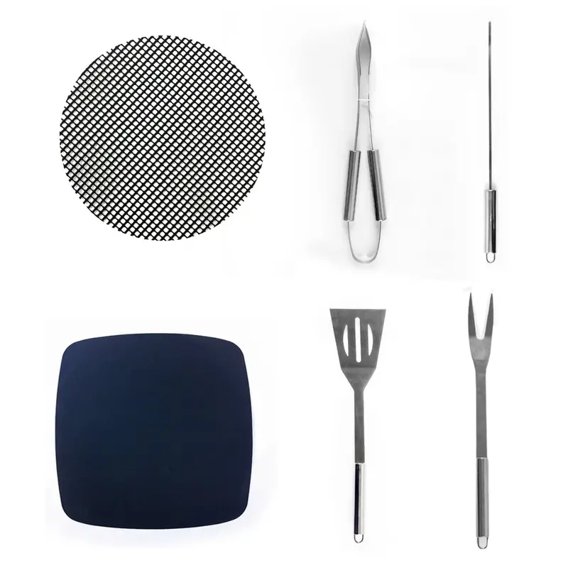 6-Piece Outdoor Grill Cooking Kit With Mesh Grill Mat 1