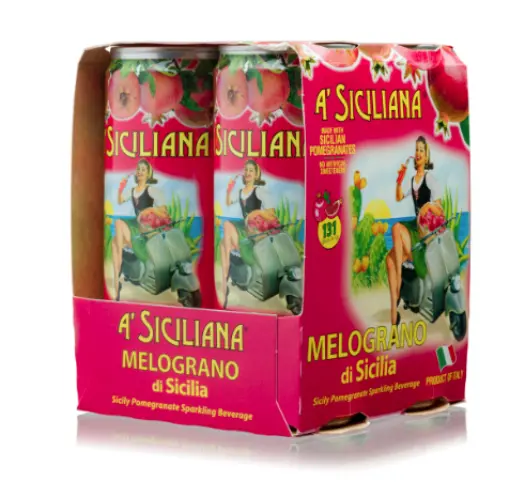 A’ Siciliana Sicilian Pomegranate Soda – 4-Pack, 330 Ml Cans 1