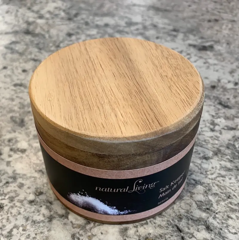 Acacia Wood Salt Keeper With Airtight Lid 1