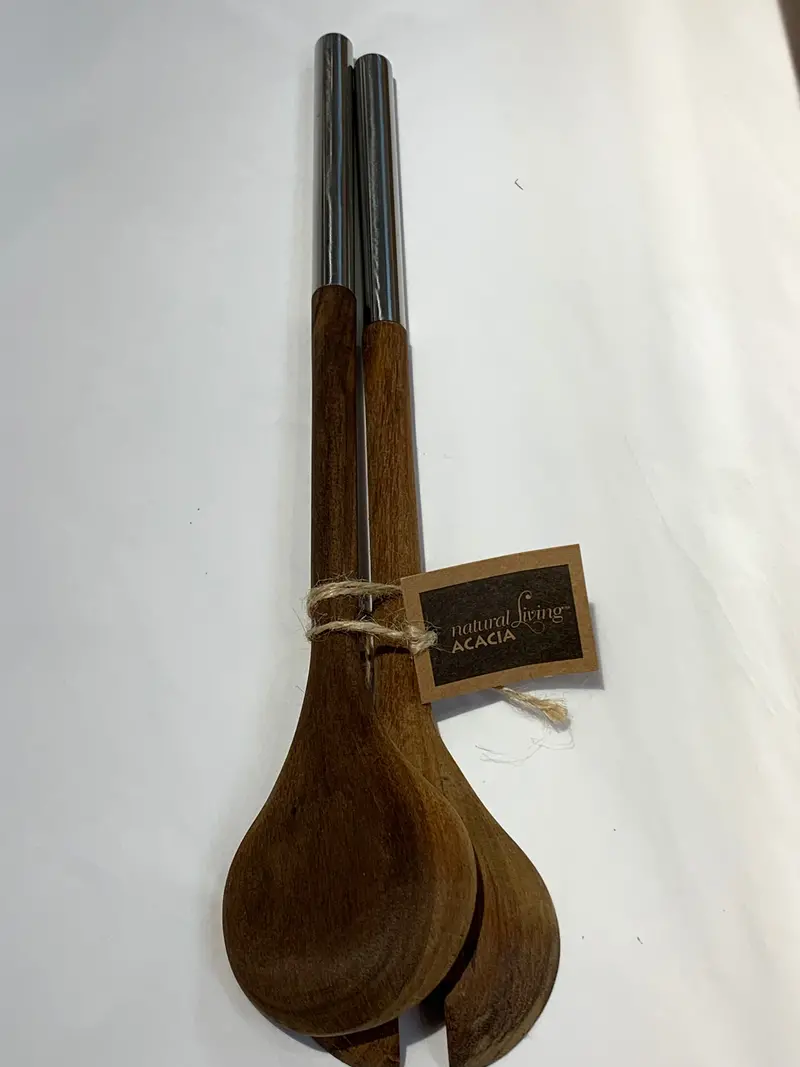 Acadia Collection Wooden Salad Servers With Ergonomic Handles 1