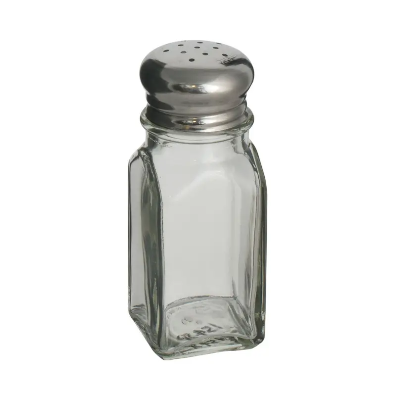 Alegacy 2 Oz Square Glass Salt & Pepper Shaker With Stainless Lid 1