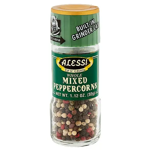 Alessi Mixed Whole Peppercorns With Built-In Grinder – 1.12 Oz Refillable Mill 1
