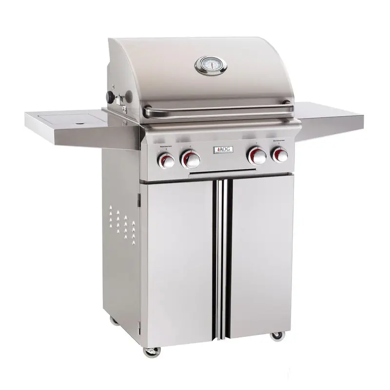 American Outdoor Grill T-Series 24-Inch 2-Burner Freestanding Propane Grill – W/ Side Burner, Backburner, Rotisserie & High-Performance Kit 1