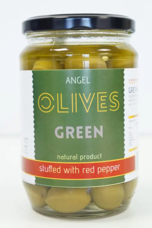 Angel Green Olives – Red Pepper-Stuffed, 1 Kg Jar (600G Drain Weight) 1