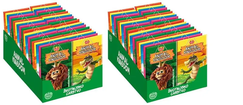 Animal Kingdom Milk Chocolate Bars With Collectible Stickers – 80-Pack Case (15G Each) 1