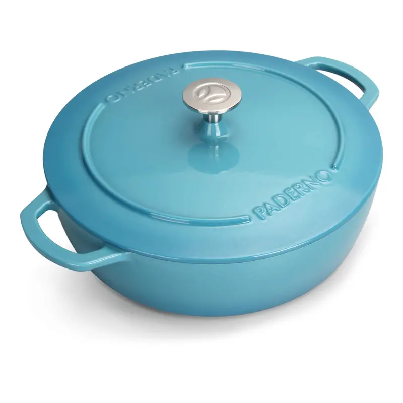 Atlantic Blue 4.7L Enameled Cast Iron Braiser 1