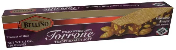 Bellino Chocolate Nougat Torrone – Crunchy Almond & Dark Chocolate, 150G 1