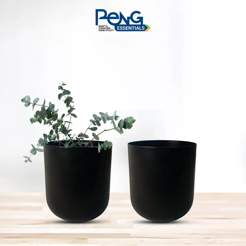 Black-And-Gold Dual-Tone Metal Indoor Vase Set – 2-Piece 1