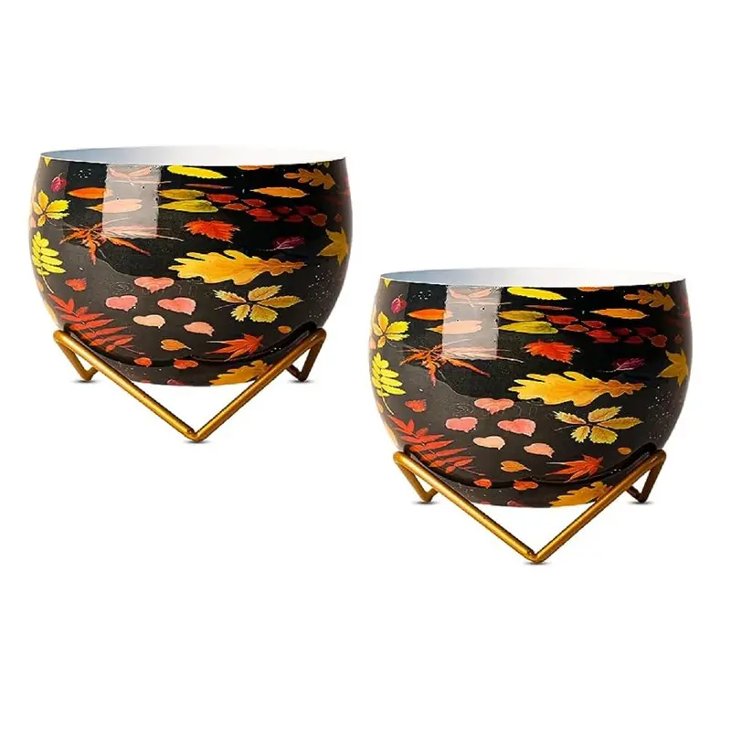 Black And Sunny Yellow Two-Piece Metal Indoor Vase Set 1