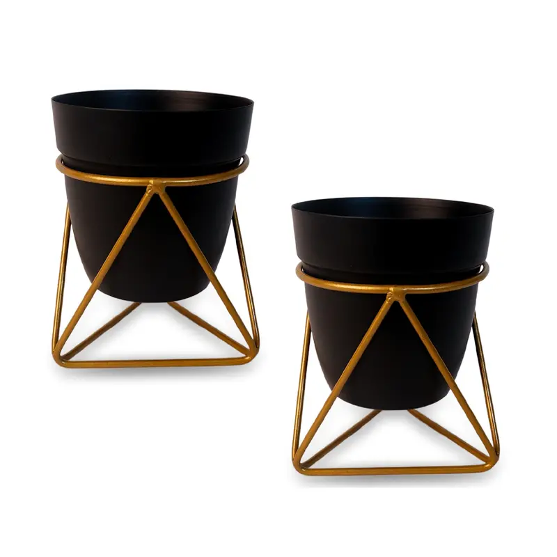Black Metal Indoor Vase And Planter Set – 2-Piece Decorative Pair 1