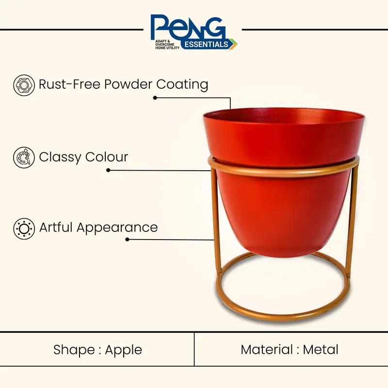 Bold Red Metal Indoor Vase Or Planter 1