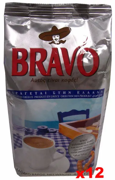 Bravo Greek-Style Ground Coffee – 12-Pack Case (16 Oz / 454G Each) 1