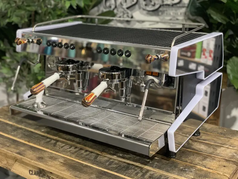 Cime Co-03 Neo Dual-Group Espresso Machine In White With Skateboard Timber Trim & Included Tamper — New 1