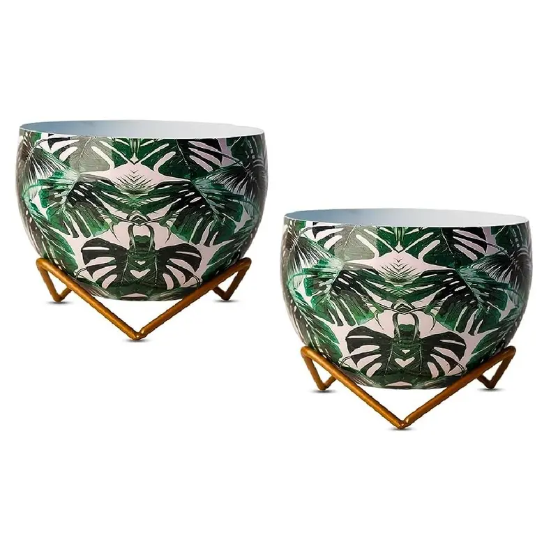 Classic Black And White Two-Piece Metal Vase Set 1
