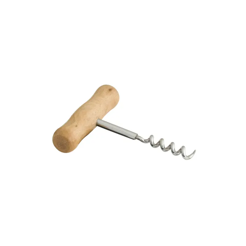 Classic Spiral Corkscrew – Solid Wooden Handle, Stainless Steel Worm 1