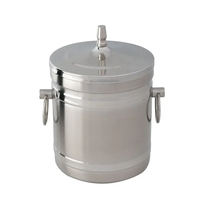 Compact 1-Liter Stainless Steel Ice Bucket With Ring Handle 1
