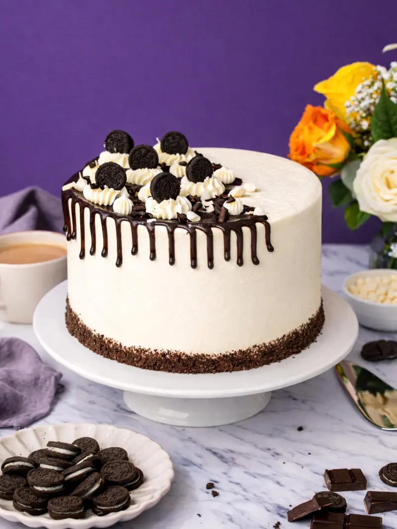 Cookies & Cream Layer Cake – Crunchy Chocolate Chip Infused Dessert 1
