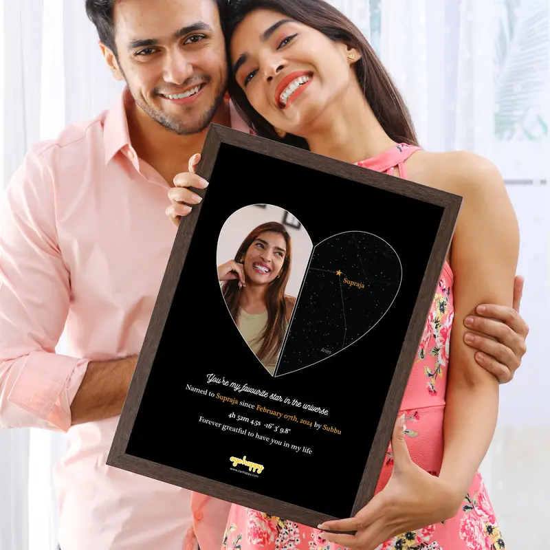 Custom Star Photo Print – A3 Size With Acrylic Glass Display 1