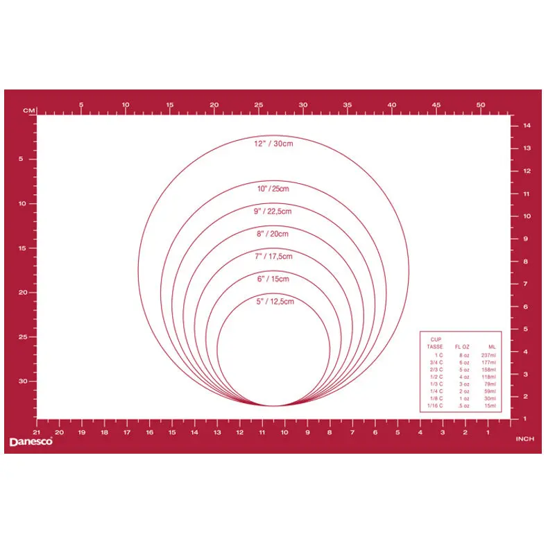 Danesco Non-Slip Pastry Mat With Measurement Grid And Rolling Guide 1