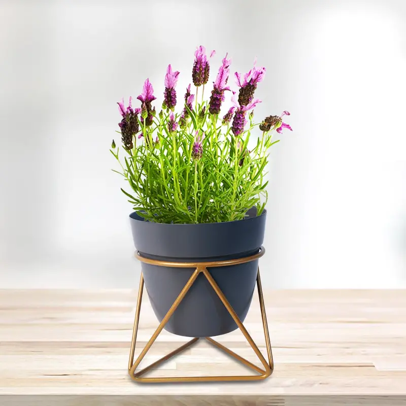 Dark Blue Metal Indoor Vase Or Planter For Contemporary Decor 1