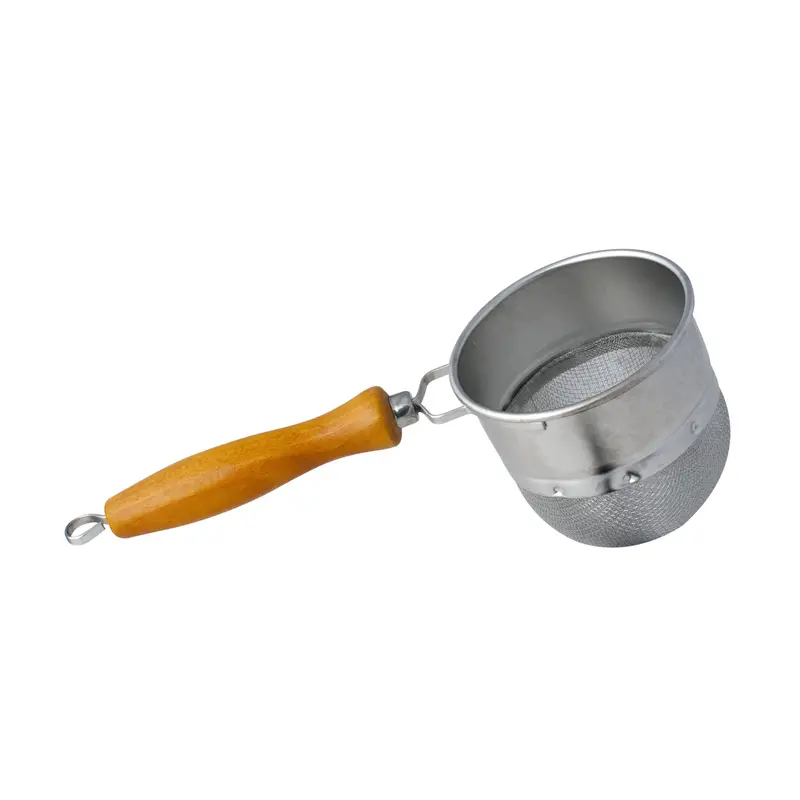 Deep-Well Stainless Steel Tea Strainer With Natural Wooden Handle 1