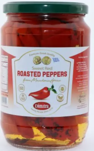 Dimitra Roasted Red Bell Peppers – Jarred, 24 Oz 1