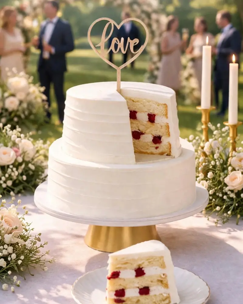Elegant Vanilla Two-Tier Wedding Cake – Classic Celebration Dessert 1