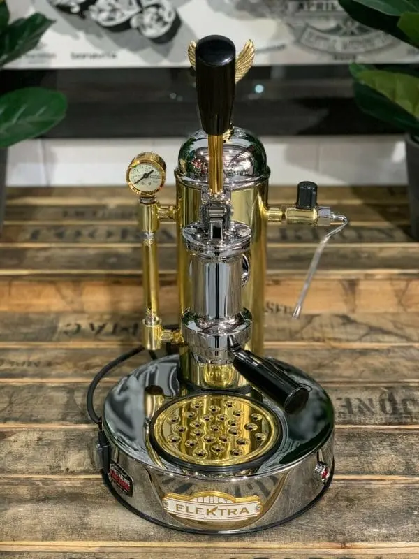 Elektra Micro Casa Espresso Machine – 1 Group, Chrome & Gold Trim, New 1