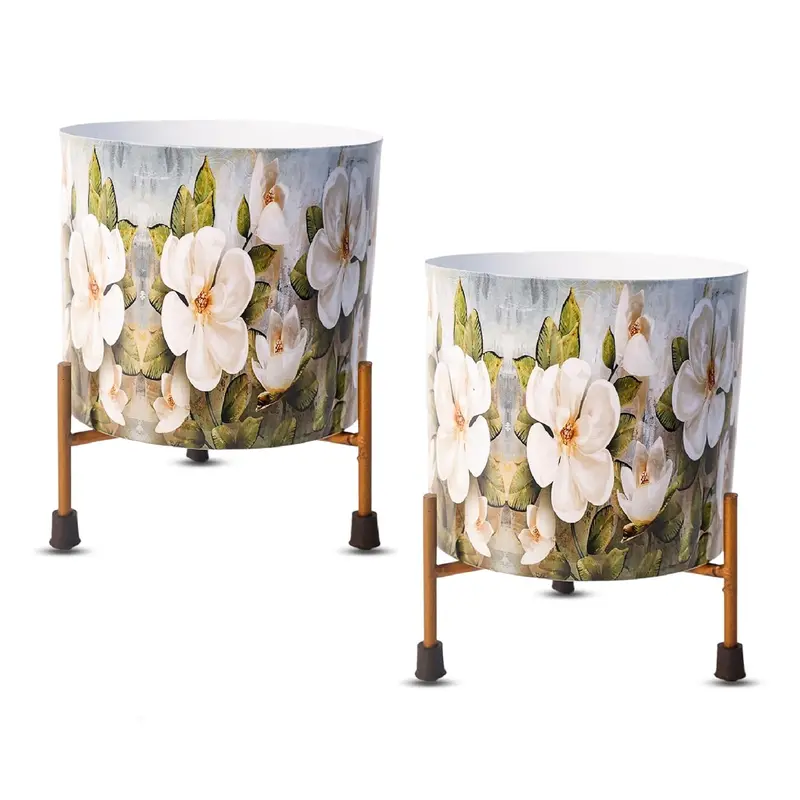 Floral-Inspired Metal Indoor Vase Or Planter 1