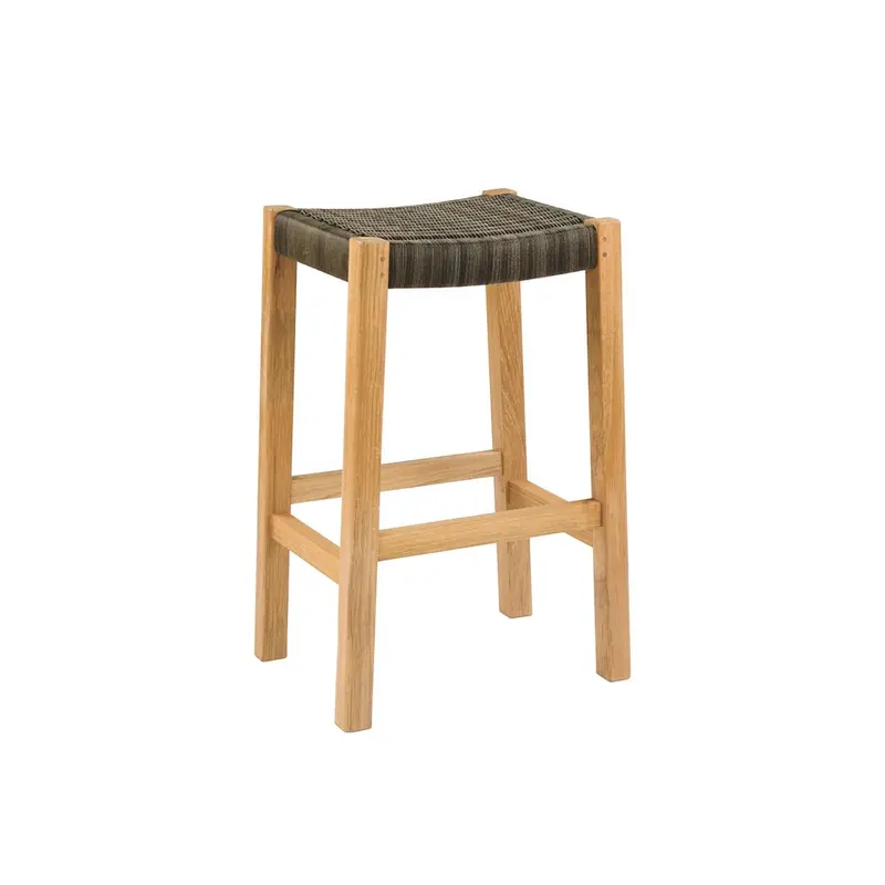 Frances Bar Stool – Woven Seat With Teak Legs 1