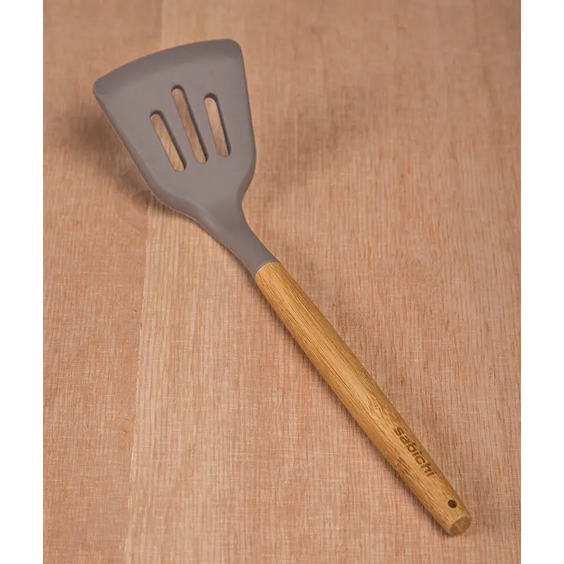 Grey Silicone Slotted Turner – Non-Stick Flipper For Delicate Foods 1