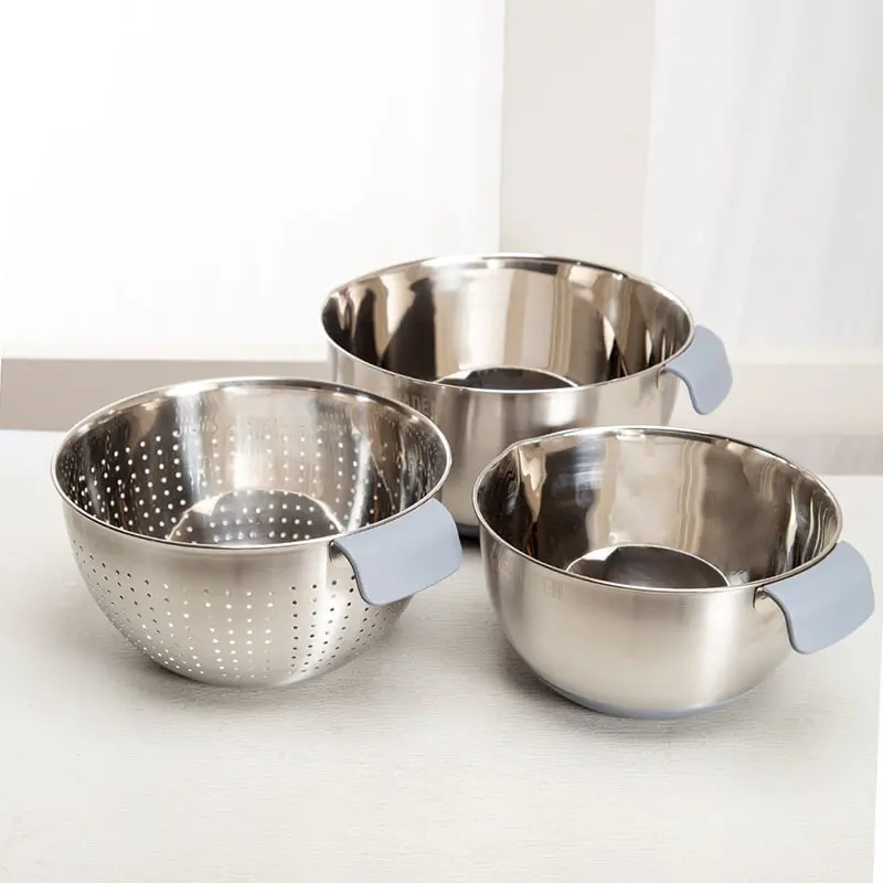 Haden 3-Piece Mixing Bowl & Colander Set – Slate Grey Kitchen Essentials 1