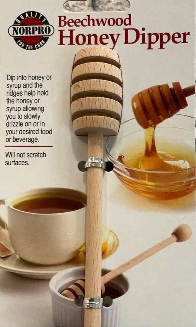 Handcrafted Beechwood Honey Dipper With Grooved Design 1