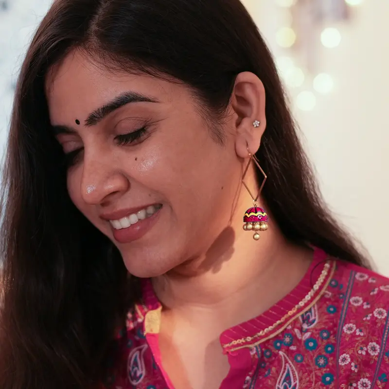 Handmade Terracotta Red Jhumka Earrings 1