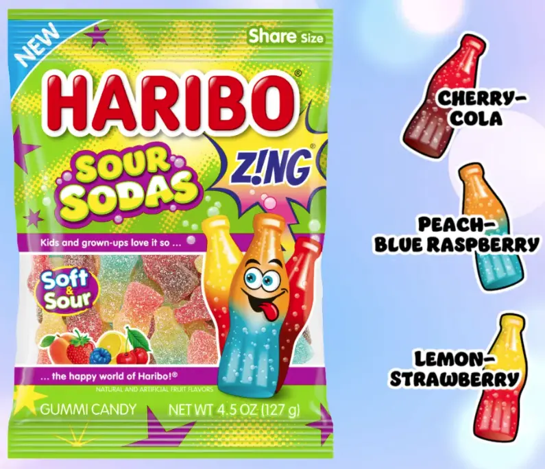 Haribo Sour Sodas Zing – Soft & Tangy Candy, 127G (4.5Oz) 1