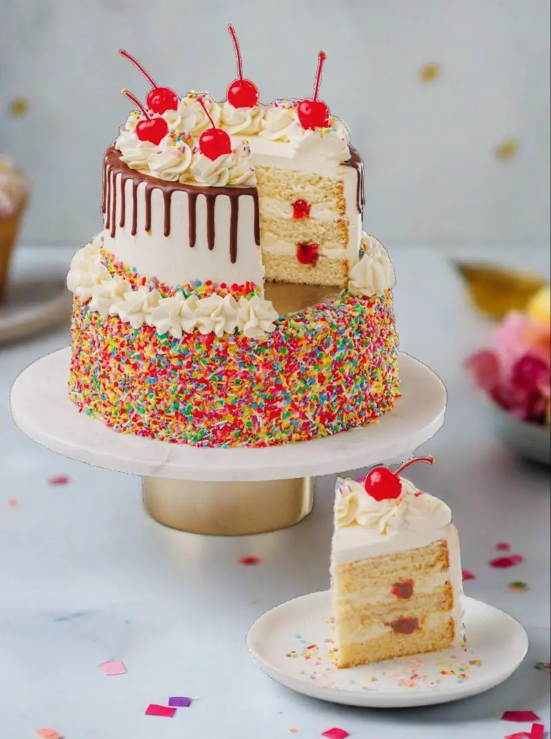 Ice Cream Sundae-Inspired Cake – Funfetti & Topping Decor 1