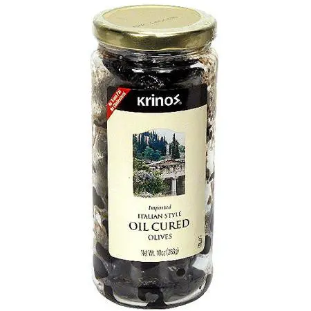 Krinos Italian-Style Oil-Cured Olives, 10 Oz Jar 1