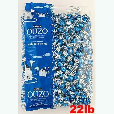 Krinos Ouzo-Flavored Hard Candy – 4-Pack Case (2.5Kg / 22 Lbs Bags) 1