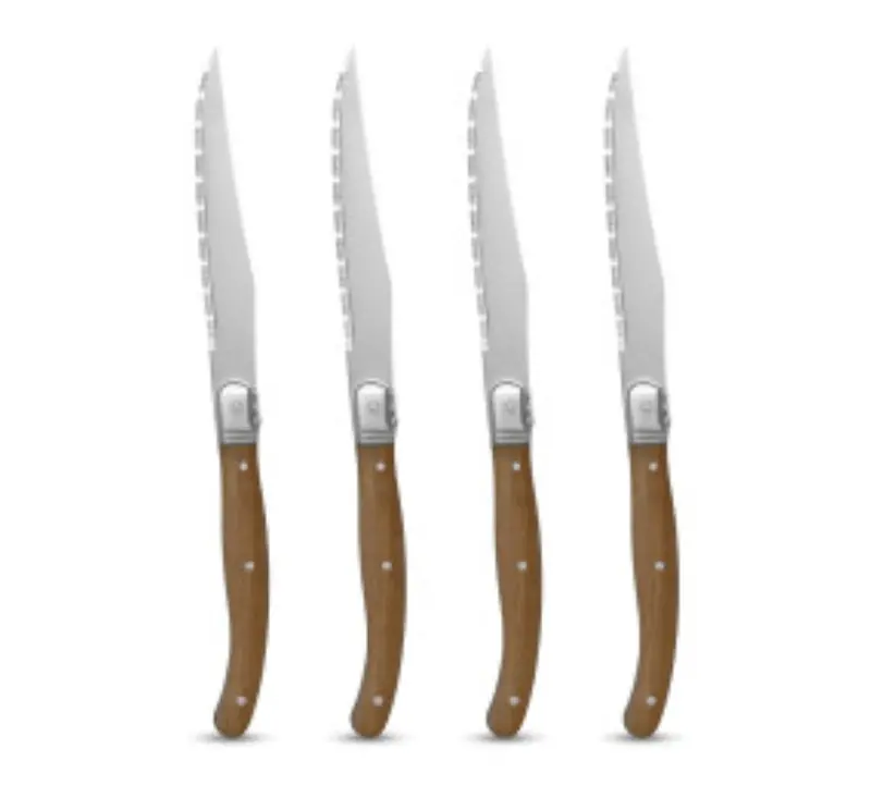 Laguiole Steak Knife Set (4 Pcs, Natural Brown Acacia) 1