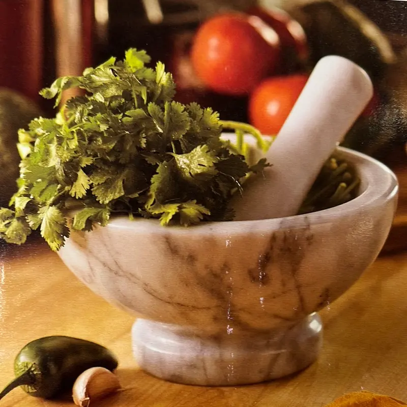 Large Hand-Carved Marble Mortar And Pestle Set 1