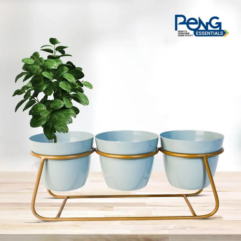 Light Blue Metal Indoor Vase Or Planter For Home Decor 1