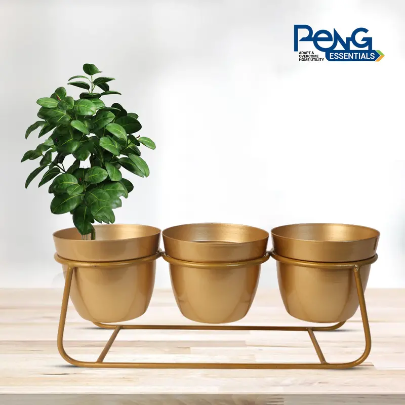 Lustrous Gold-Finish Metal Indoor Vase Or Planter – Stylish Standalone Piece 1