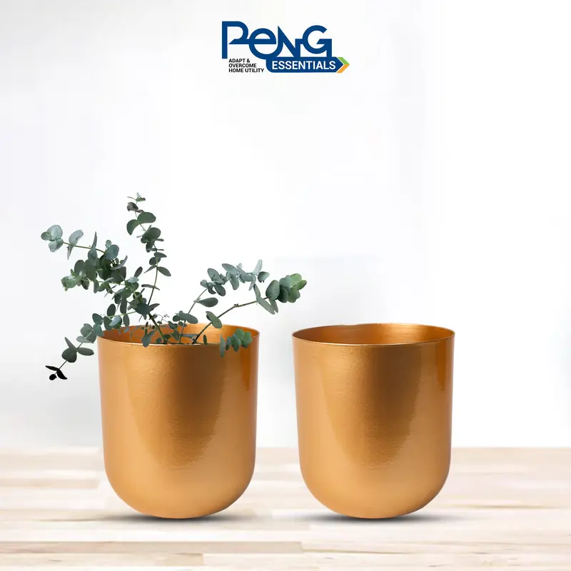 Luxe Gold Metal Indoor Vase And Planter 1