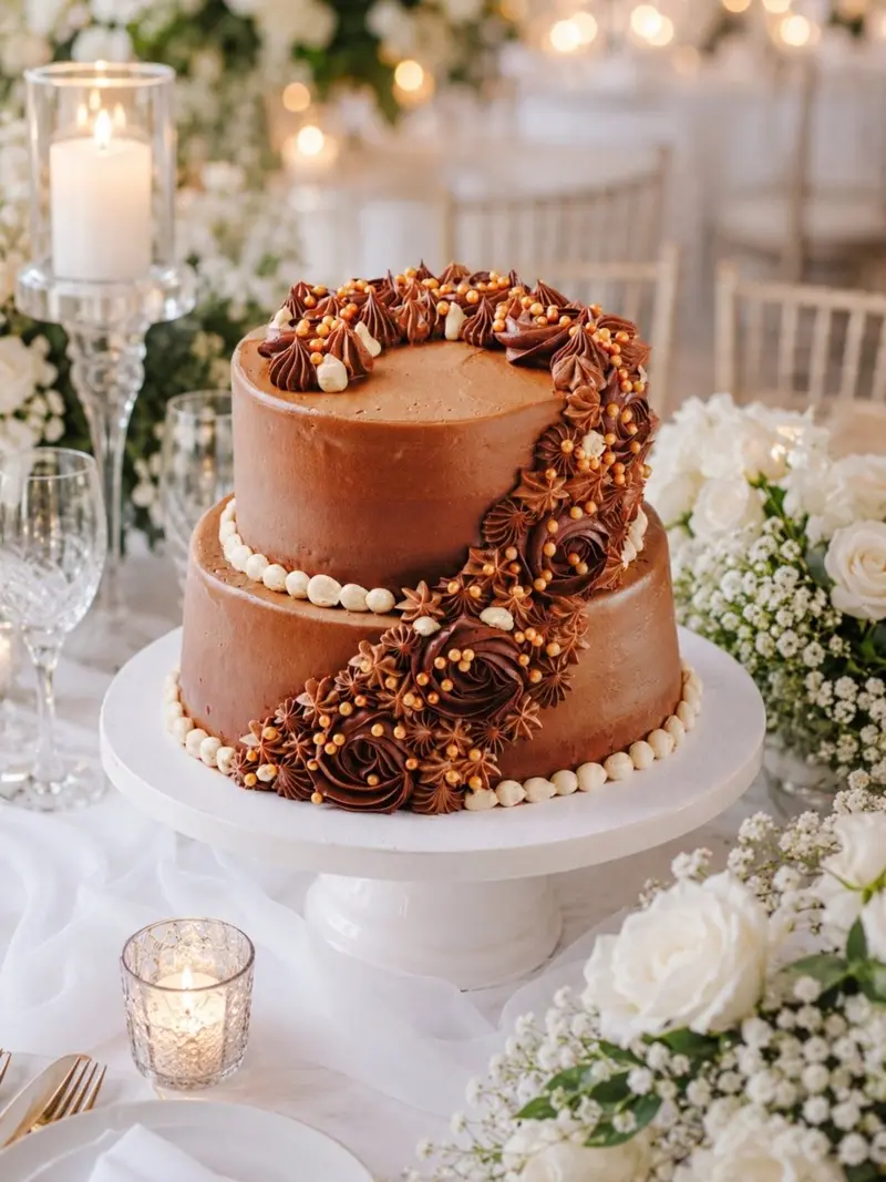 Luxury Chocolate Wedding Cake – Handcrafted Tiered Design 1
