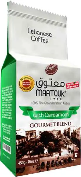 Maatouk Gourmet Cardamom-Infused Ground Coffee – 450G Freshly Roasted Blend 1